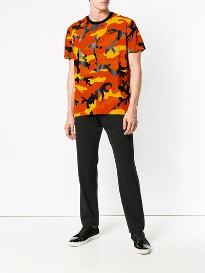 Shop Valentino Camouflage Print T-shirt - Orange
