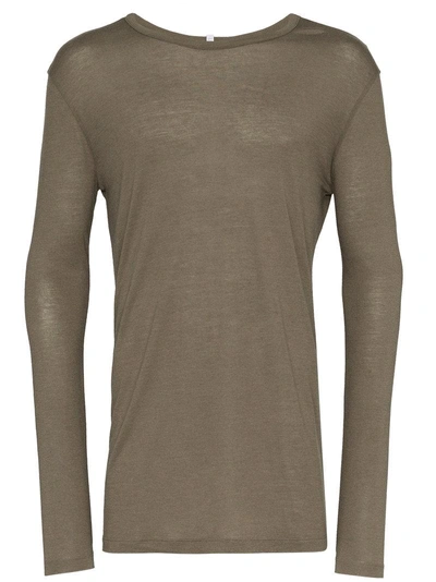 Shop Lot78 Khaki Green Long Sleeve Cashmere Blend T Shirt