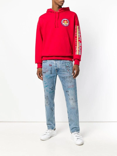 Shop Tommy Jeans 90s Logo Saiilng Hoodie In Red