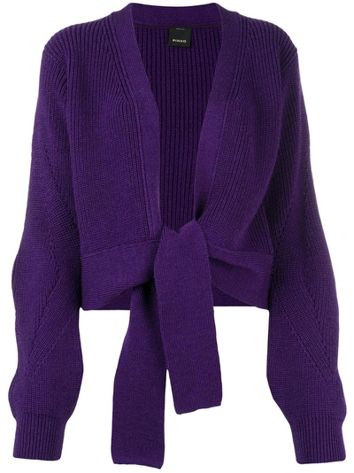 Shop Pinko Safe Tie Knot Cardigan In Purple