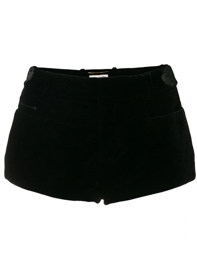 Shop Saint Laurent Velvet Short Shorts - Black
