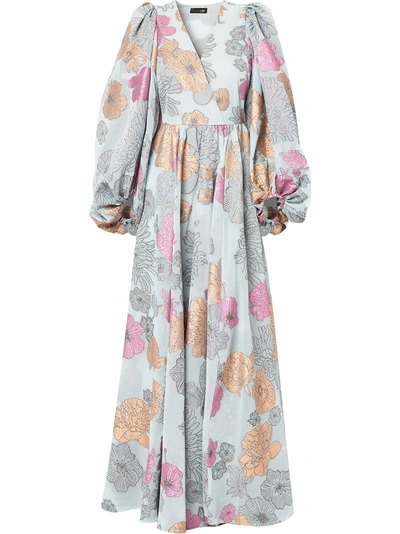 Shop Stine Goya Flower Print Oversized Maxi Dress - Blue