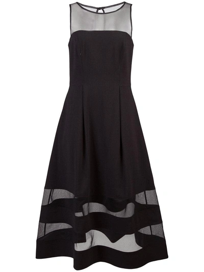 Shop Aidan Mattox Sheer Panel Midi Dress - Black