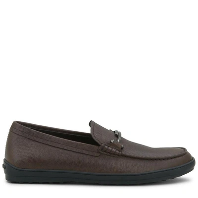 Shop Tod's Double T Loafers In Leather In Brown