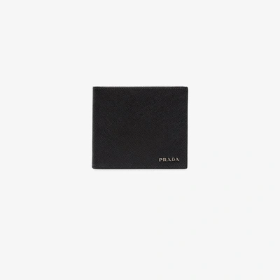 Shop Prada Black Logo Billfold Leather Wallet