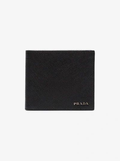 Shop Prada Black Logo Billfold Leather Wallet