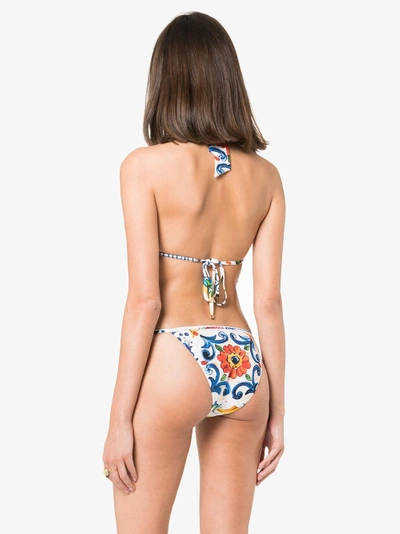 Shop Dolce & Gabbana Printed Halter-neck Bikini In Multicolour