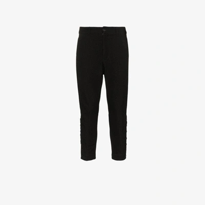 Shop Ann Demeulemeester Buttoned Cropped Virgin Wool Cotton-blend Trousers In Black