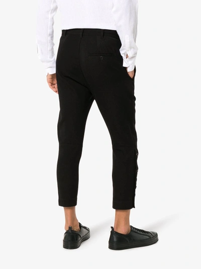 Shop Ann Demeulemeester Buttoned Cropped Virgin Wool Cotton-blend Trousers In Black