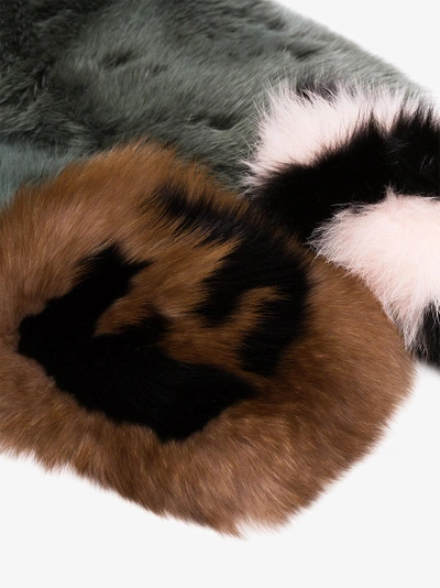 Shop Fendi Ff Logo Fur Scarf In Multicolour