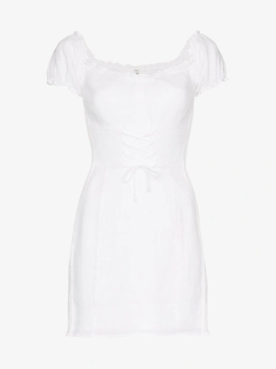 Shop Reformation 'hudsun' Linen Mini Dress With Belt In White
