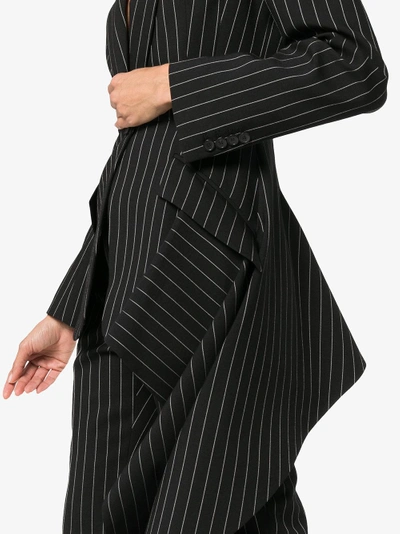 Shop Alexander Mcqueen V-neck Long Sleeve Pinstripe Jacket In Black