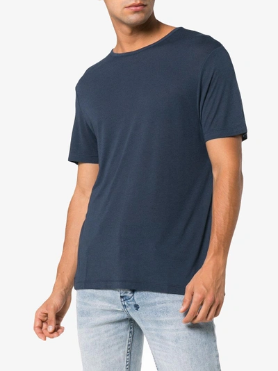 Shop Lot78 Navy Short Sleeve Cashmere Blend T Shirt In Blue