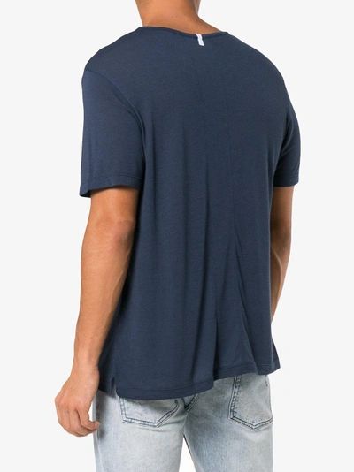 Shop Lot78 Navy Short Sleeve Cashmere Blend T Shirt In Blue