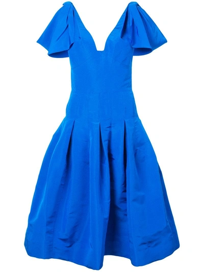 Shop Oscar De La Renta Fit And Flare Dress - Blue
