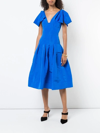 Shop Oscar De La Renta Fit And Flare Dress - Blue
