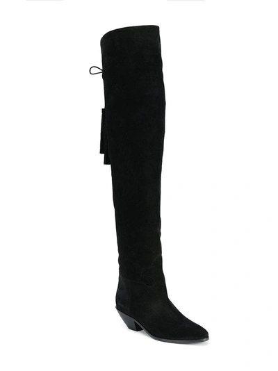 Shop Saint Laurent Knee-length Tassel Boots - Black