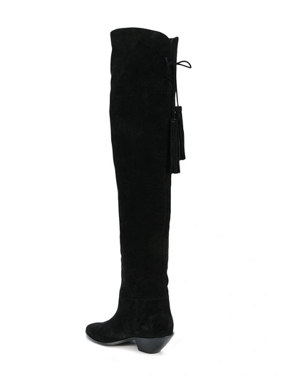 Shop Saint Laurent Knee-length Tassel Boots - Black