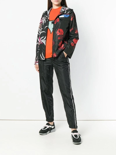 Shop Prada Zipped Printed Jacket In Black