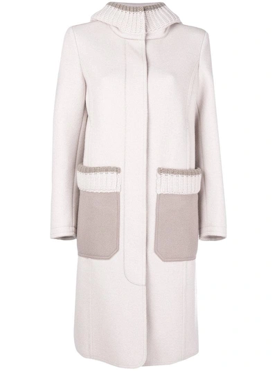 Shop Lorena Antoniazzi Concealed Front Coat - Nude & Neutrals