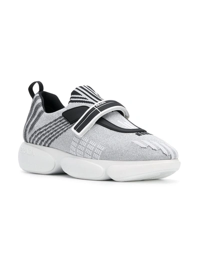 Shop Prada Cloudbust Knit Sneakers In Metallic