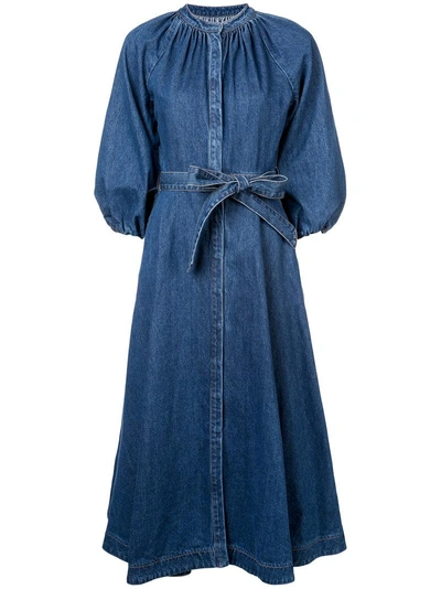 Shop Co Belted Denim Dress In Blue