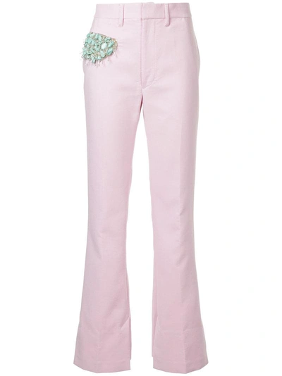 Shop Toga Stone Embellished Trousers - Pink