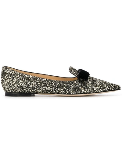 Shop Jimmy Choo Gala Glitter Flats - Metallic