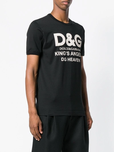 Dolce & Gabbana King's Angels Logo Print Cotton T Shirt In Black | ModeSens