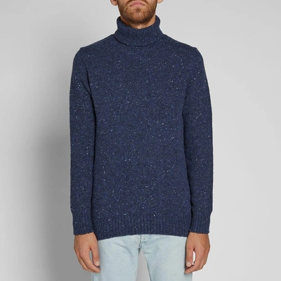 Shop Hartford Donegal Roll Neck Knit In Blue