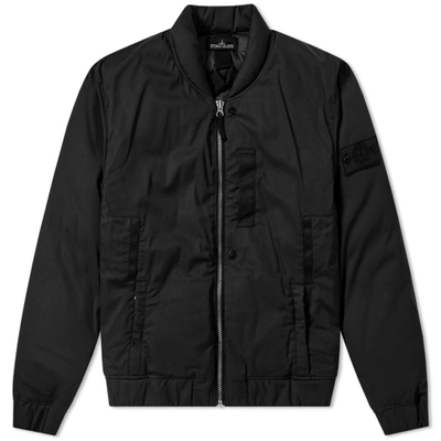 Shop Stone Island Shadow Project Garment Dyed Padded Bomber Jacket In Black
