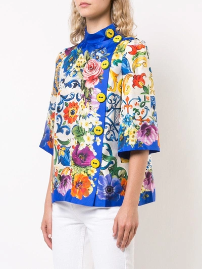 Shop Dolce & Gabbana Mojolica Print Shirt - Multicolour