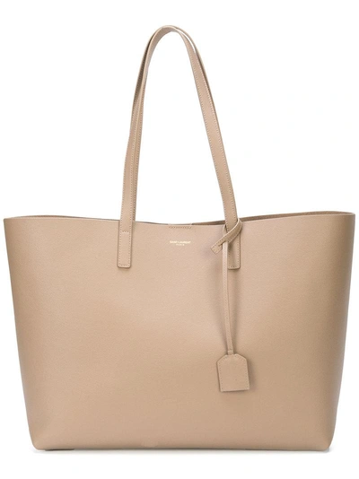 Shop Saint Laurent Leather Tote Bag - Brown