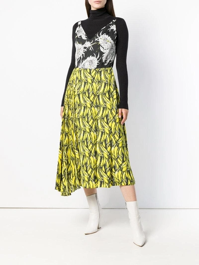 Shop Prada Banana-print Midi Dress - Yellow In Yellow & Orange