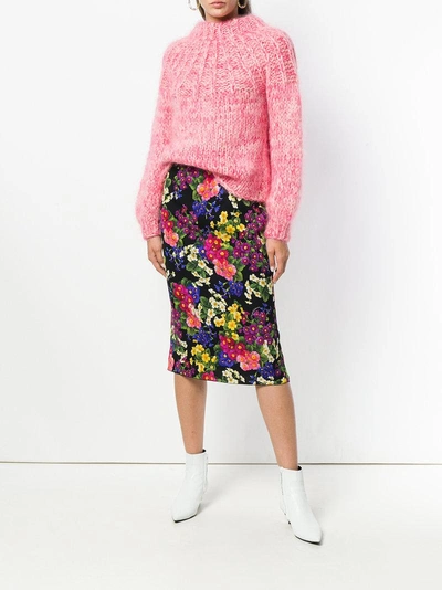 Shop Dolce & Gabbana Floral Pencil Skirt - Black