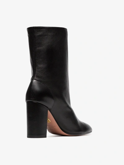 Shop Aquazzura Black 'boogie 85' Scrunch Leather Boot