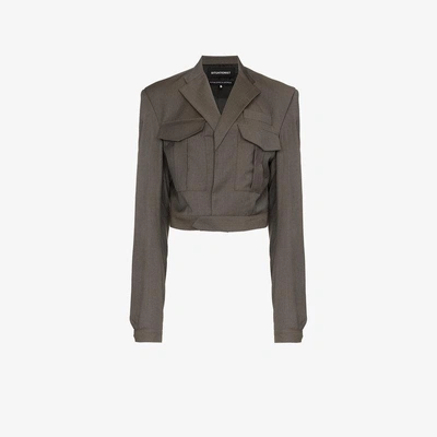 Shop Situationist Boxy Cropped Jacket In Grey