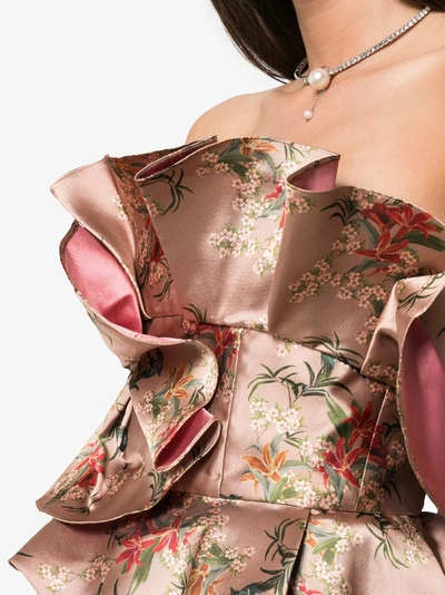 Shop Johanna Ortiz Fairy Tale Ruffled Silk Blend Top In Nude/neutrals
