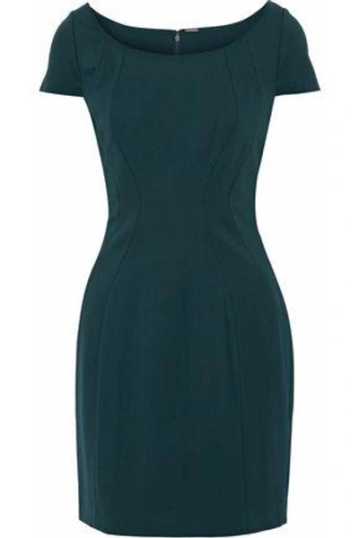 Shop Elie Tahari Woman Bernice Cady Mini Dress Dark Green