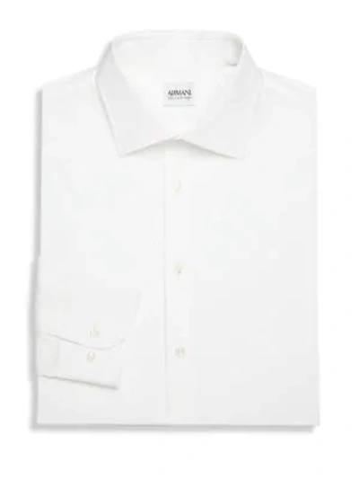Giorgio Armani Modern-fit Basic Dress Shirt In Solid White | ModeSens