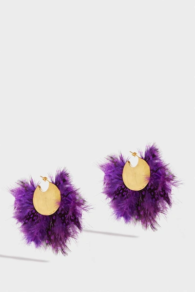 Katerina Makriyianni Gold-tone Feather Earrings In Purple