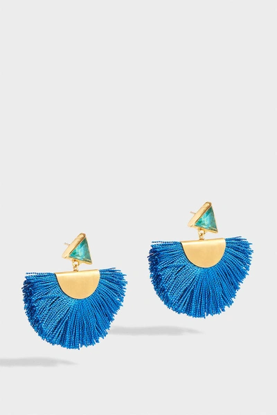 Katerina Makriyianni Fringed Gold-tone Beaded Earrings In Blue