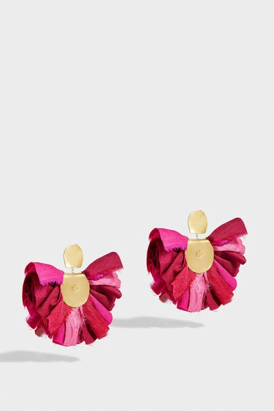 Shop Katerina Makriyianni Gold-tone Silk Earrings In Pink