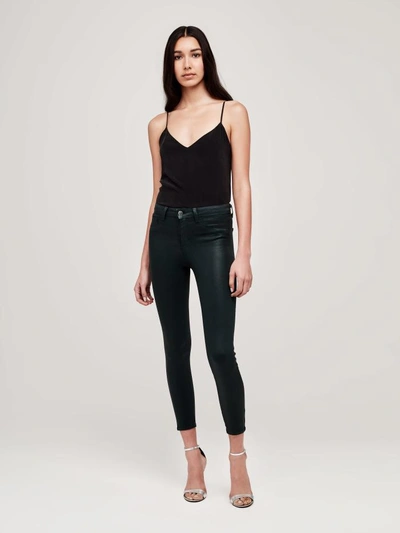 Shop L Agence Margot Coated Jean In Evergreen Coated