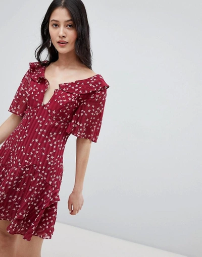 Shop Finders Keepers Finders Star Print Plunge Mini Dress - Red