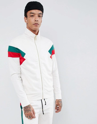 Shop Criminal Damage Track Jacket In White With Red Side Stripe - White