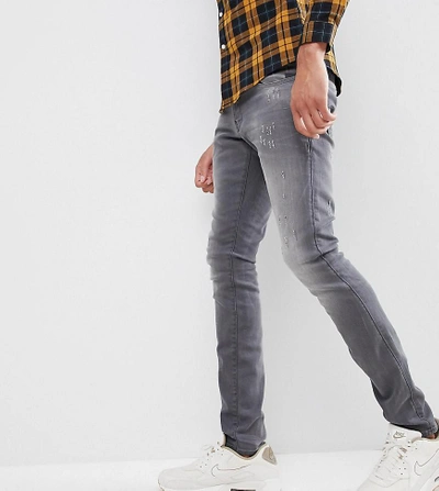 Shop G-star Revend Super Slim Jeans With Abraisons Washed Black - Gray
