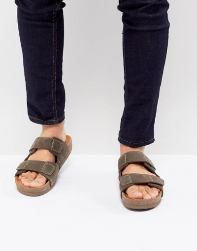 Shop Eastland Caleb Double Strap Suede Sandals In Brown - Blue