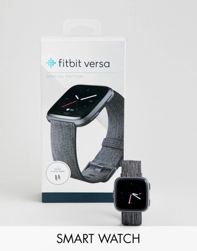 Shop Fitbit Versa Special Edition With Woven Strap - Gray