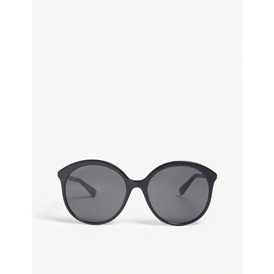 Shop Gucci Gg0257s Round Sunglasses In Black